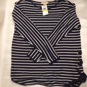 Michael Kors true navy striped sweater size med